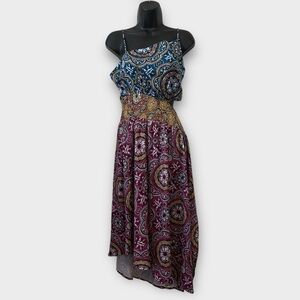 Anthropologie Spaghetti Strap Boho Style Asymmetrical Cut Out Dress Small Petite